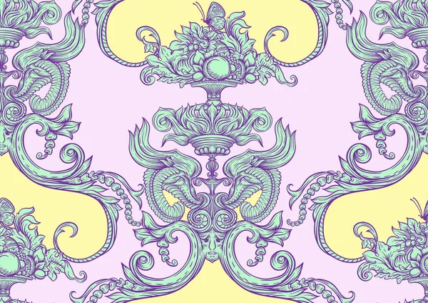 Motif sans couture, fond baroque, rococo, victorien, style renaissance. — Image vectorielle