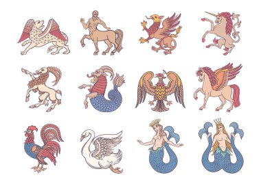 Heraldik mitolojik hayvanlar ve yaratıklar. 