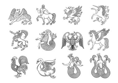 Heraldik mitolojik hayvanlar ve yaratıklar. 