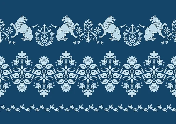 Motifs historiques traditionnels byzantins d'animaux, d'oiseaux, — Image vectorielle