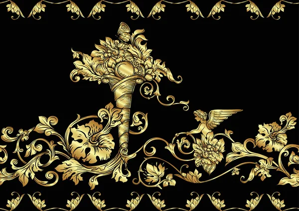 Patrón sin costuras, fondo en estilo barroco, rococó, victoriano, renacentista. — Archivo Imágenes Vectoriales