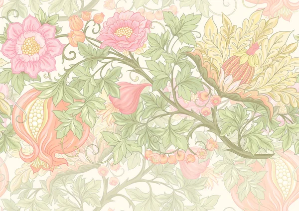 Fantezi çiçekleri retro, vintage, jacobean nakış tarzı. 