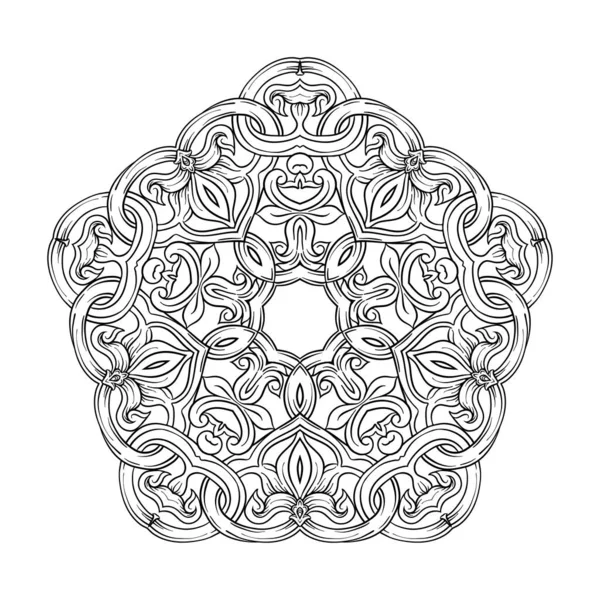 Interlacing circular abstract ornament in the medieval, — Stock Vector