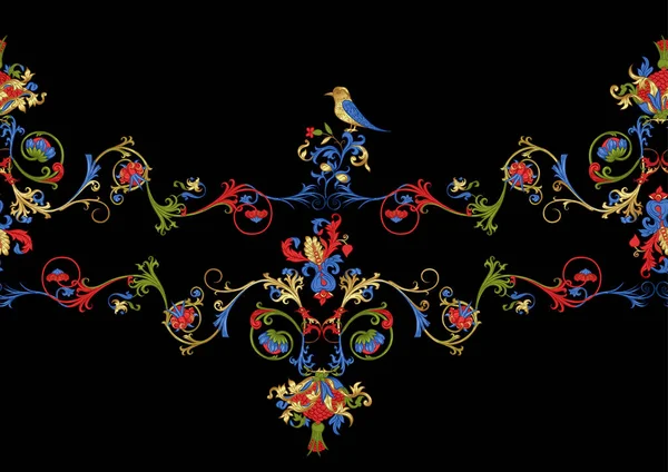 Padrão vintage floral. Inspiração manuscrita iluminati medieval. —  Vetores de Stock