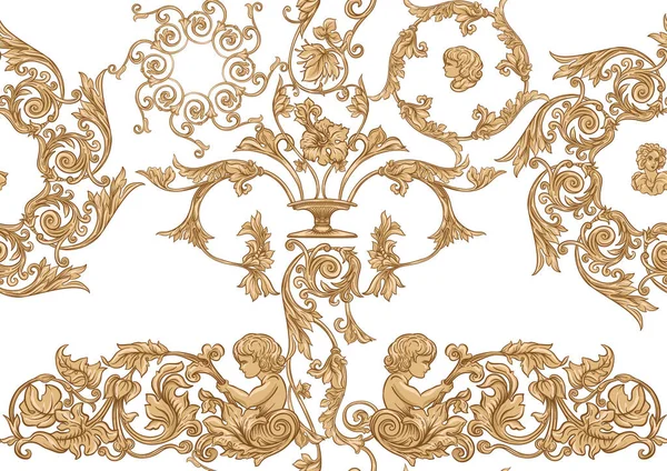Patrón sin costuras, fondo en estilo barroco, rococó, victoriano, renacentista. — Archivo Imágenes Vectoriales