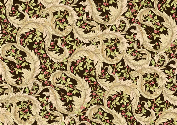 Dekorative Blumen und Blätter im Jugendstil, Vintage, Alt, Retro-Stil. — Stockvektor