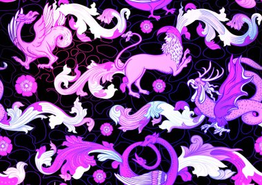 Ortaçağ mitolojisi hayvanları, illuminati el yazmaları.,