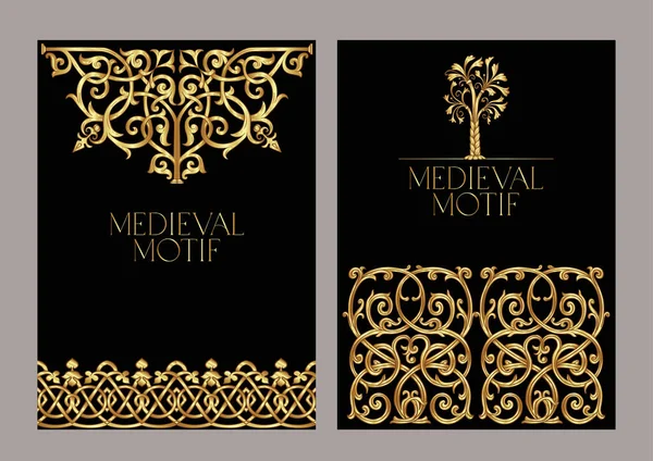 Byzantine Traditional Historical Motifs Animals Birds Flowers Plants Template Wedding — Stockový vektor