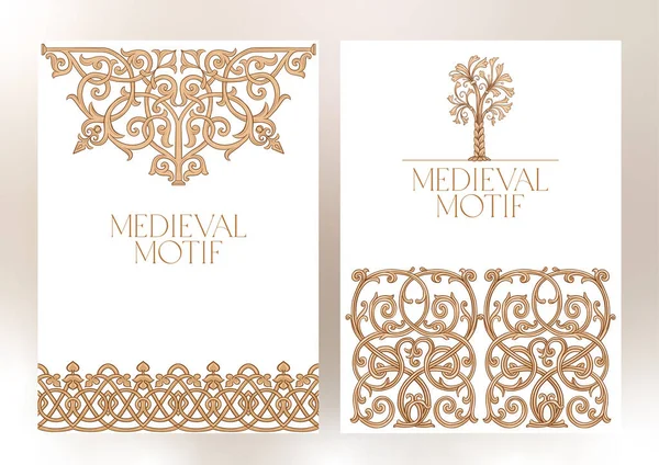 Byzantine Traditional Historical Motifs Animals Birds Flowers Plants Template Wedding — Stok Vektör