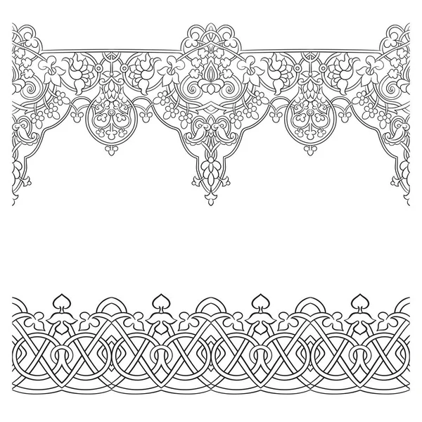 Byzantine Traditional Historical Floral Motifs Pattern Clip Art Set Elements — стоковый вектор