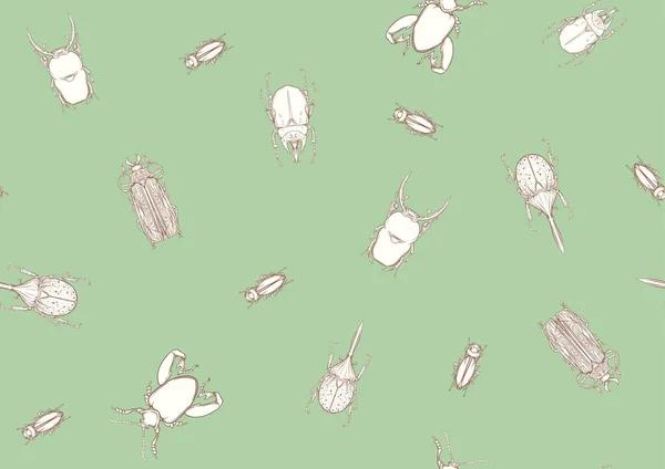 Set Insects Beetles Butterflies Moths Dragonflies Etymologists Set Seamless Pattern — Stockvector