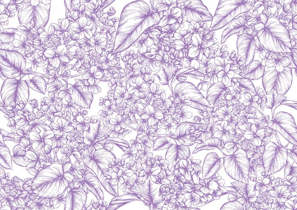 Seamless Background Lilac Flowers Vector Illustration Isolated White Background — Stock Vector