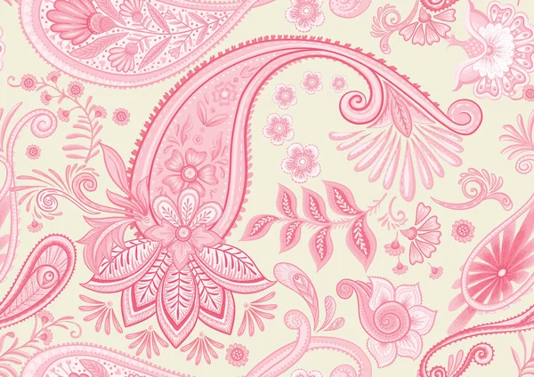 Fantasy Flowers Retro Vintage Jacobean Embroidery Style Paisley Seamless Pattern — 图库矢量图片
