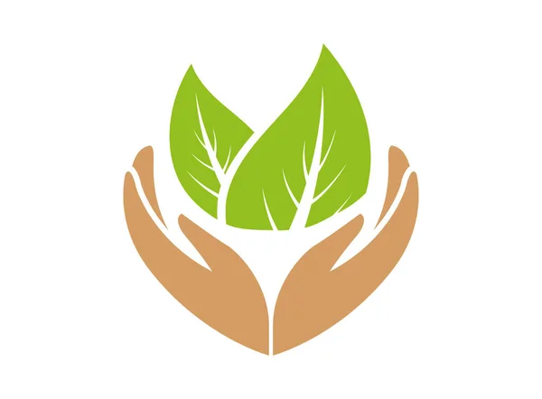 Logotipo Natural Hoja Mano Ecológica — Foto de Stock