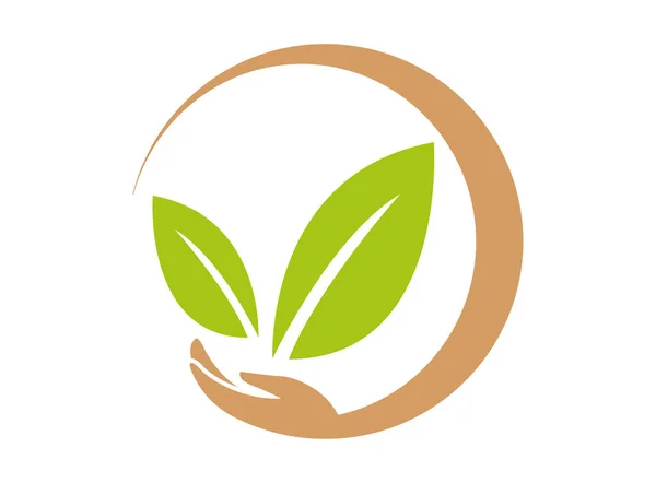 Logotipo Natural Hoja Mano Ecológica — Foto de Stock