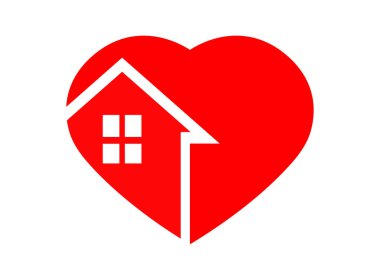 Ev aşkı evi kalp logosu resmi