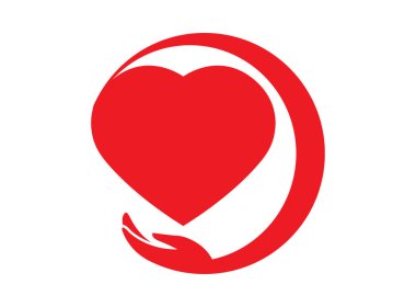 kalp ve el logosu aşk görüntüsü veriyor