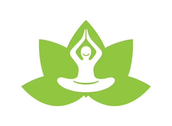 Meditation Yoga Position Sitta Naturen Yoga Logotyp — Stockfoto