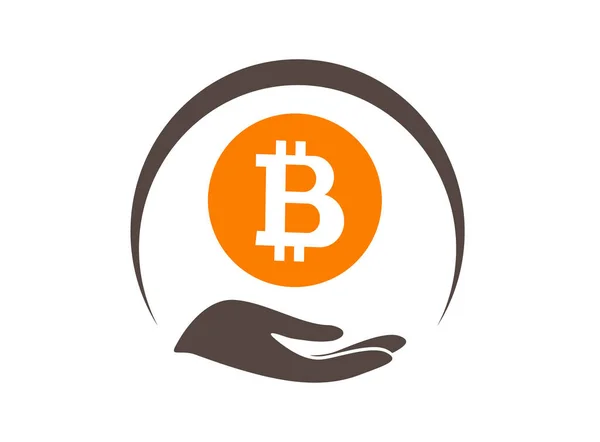 Immagine Logo Mano Bitcoin — Foto Stock