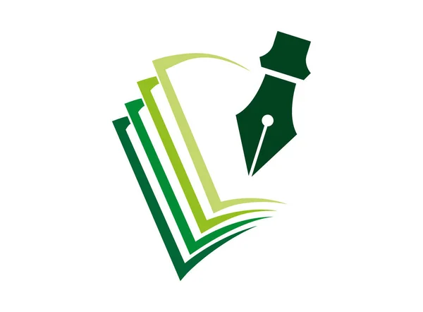 Libro Pluma Logo Imagen —  Fotos de Stock