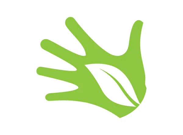 Hoja Mano Logo Planta Imagen — Foto de Stock
