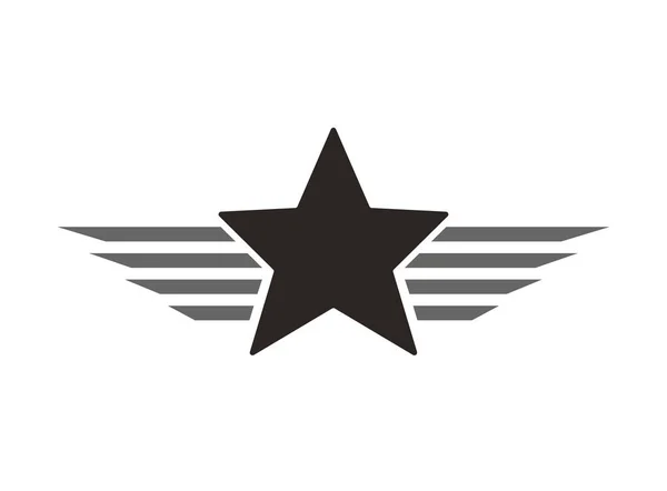 Логотип Фігури Зірки Крилами Ізольовано Чорній Зірці — стокове фото