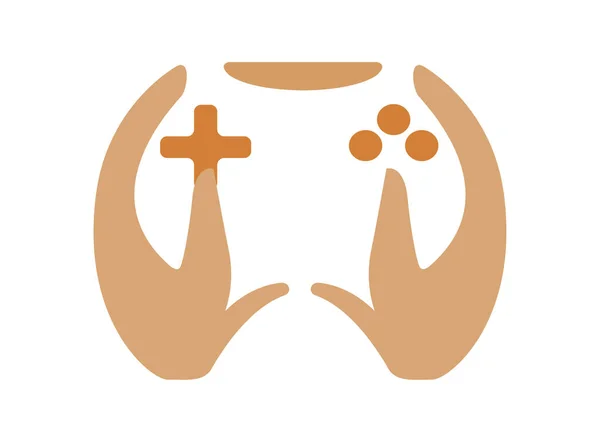 Mãos Jogando Com Imagem Logotipo Console — Fotografia de Stock