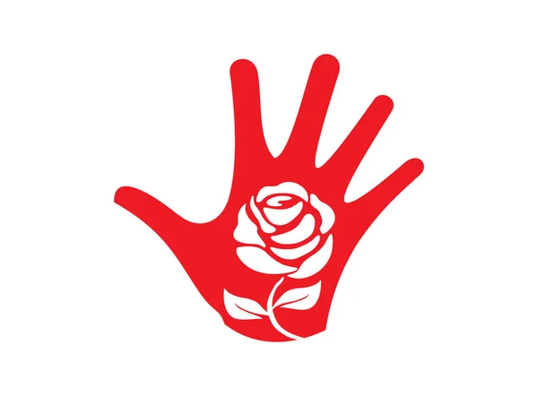 Mão Rosa Logotipo Flor Imagem Imagem De Stock