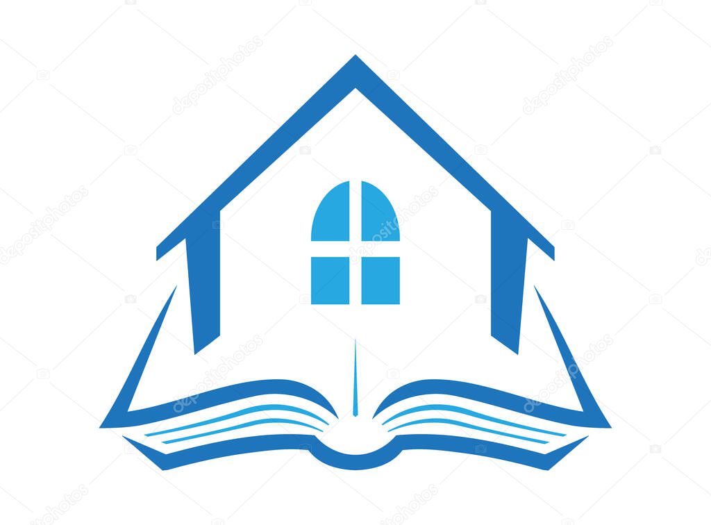 Library logo book and home a school image