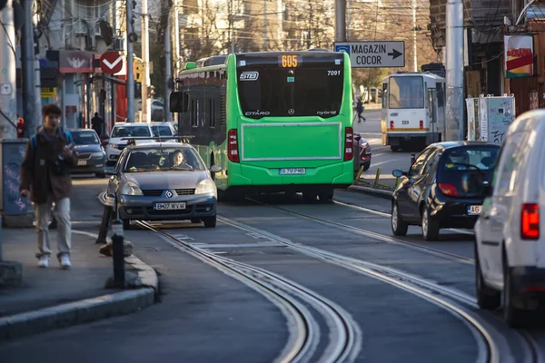 Бухарест Румыния Января 2022 Автобус Общественного Транспорта Mercedes Citaro Hybrid — стоковое фото