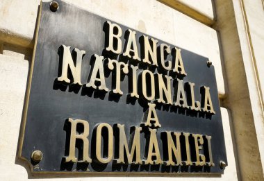 Bükreş, Romanya - 24 Mart 2022: Romanya Merkez Bankası 'nın bu resimdeki güzel binası, 1884-1890 yılları arasında inşa edilen BNR Sarayı' nın eski kanadıdır..