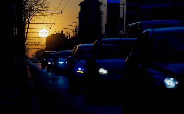 Bucarest Rumania Marzo 2022 Automóviles Tránsito Hora Pico Bulevar Bucarest — Foto de Stock