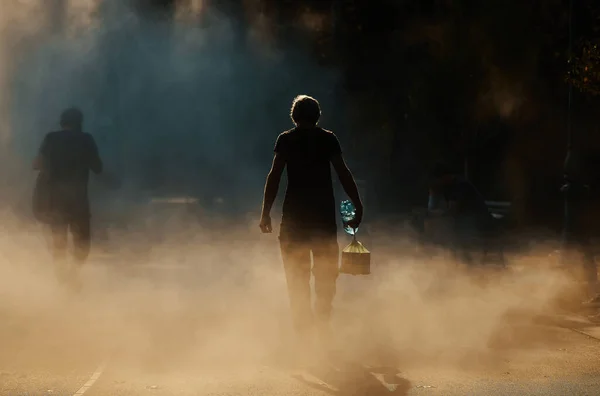 Bucharest Romania July 2022 Man Carrying Water Bottle Walks Fine — стоковое фото