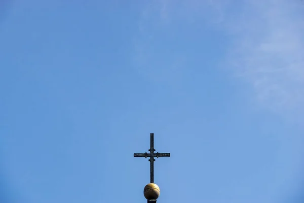 Bucharest Romania April 2022 Cross Bell Tower Roman Catholic Church — Stock Photo, Image