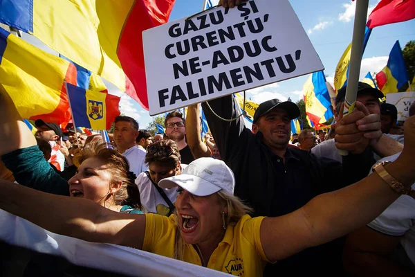 Bukarest Románia 2022 Október Kormányellenes Tüntetés Szövetség Románok Uniójáért Szervezésében — Stock Fotó