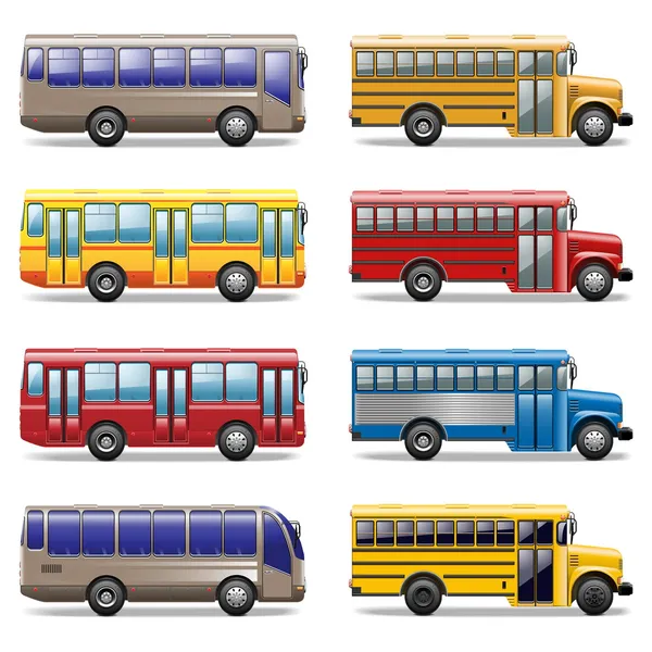 Iconos de bus vectorial — Vector de stock