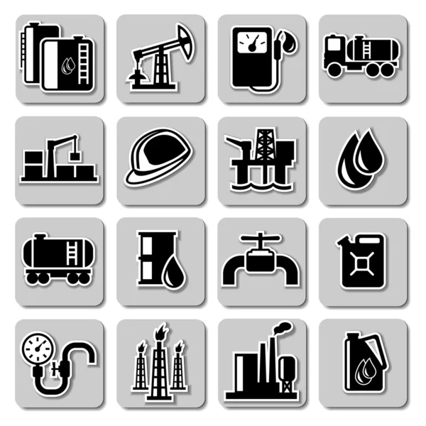Iconos de la industria petrolera vectorial — Vector de stock