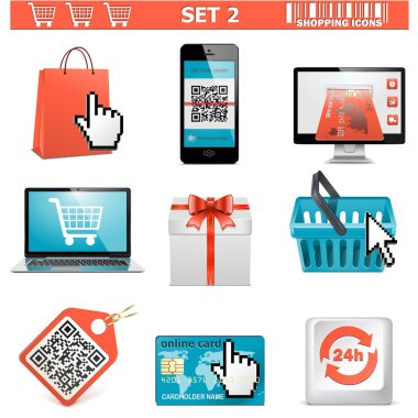 vektör alışveriş Icons set 2