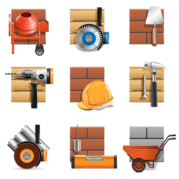 Iconos de construcción vectorial — Vector de stock