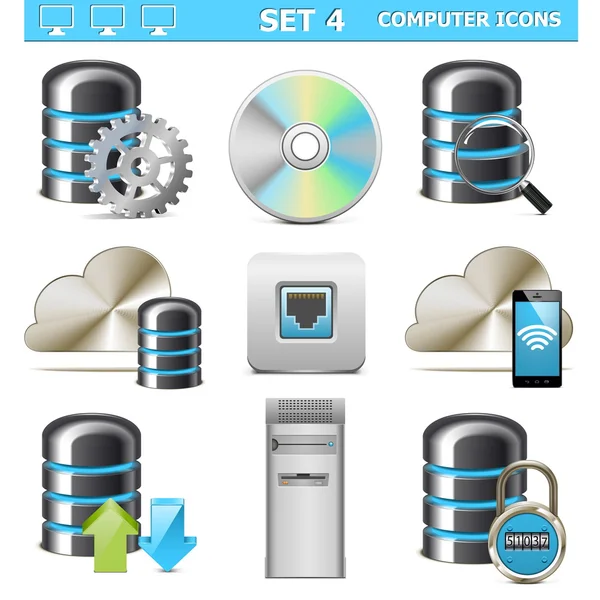 Conjunto de iconos de computadora vectorial 4 — Archivo Imágenes Vectoriales