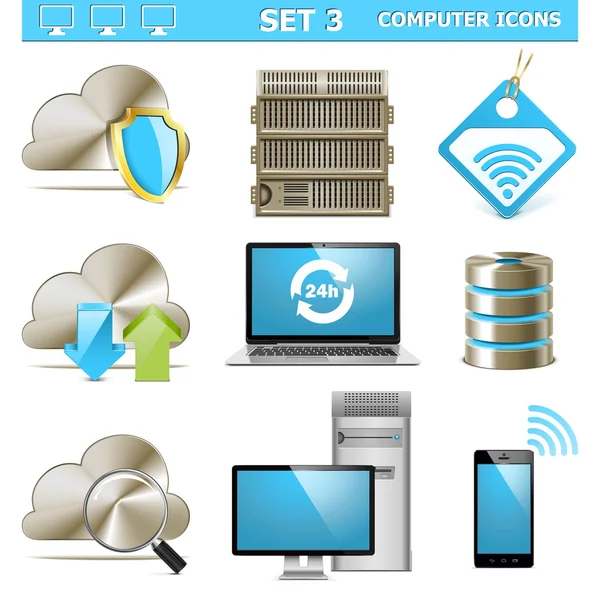 Conjunto de iconos de computadora vectorial 3 — Archivo Imágenes Vectoriales