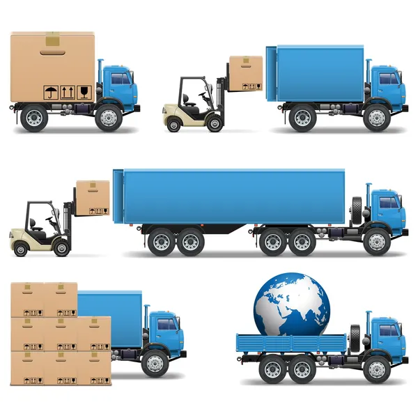 Vector Shipment Trucks Icons Set 2 — Stock Vector