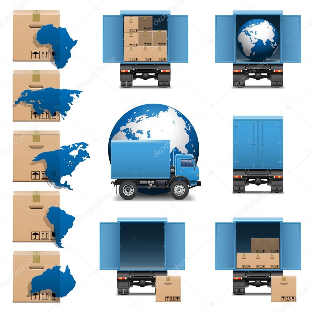 Vector Shipment Trucks Icons set 3