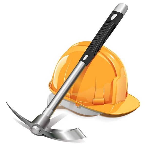 Vector Pickaxe con casco — Vector de stock