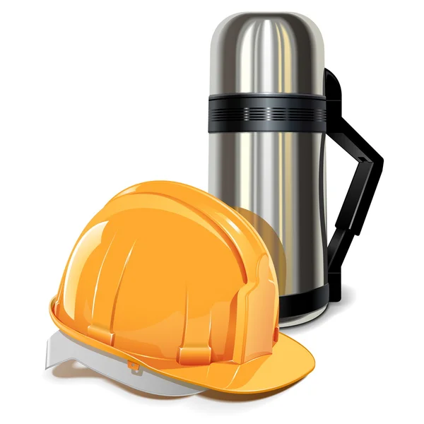 Vector Thermos with Helmet — Stock Vector