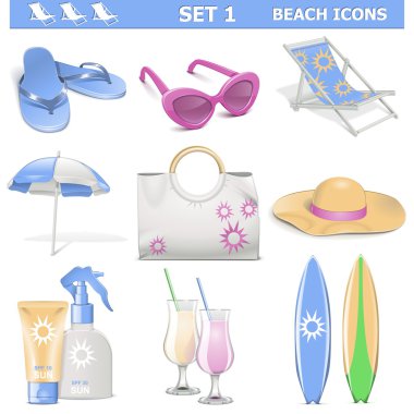 1 vektör beach Icons set