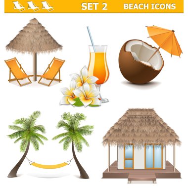 vektör beach Icons set 2