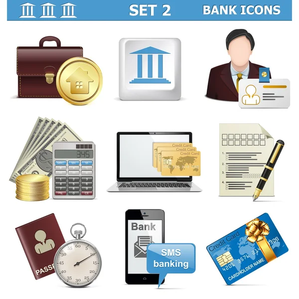 Vector Bank Icons Set 2 — Stock Vector