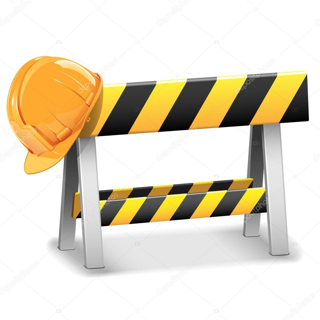 Vector Under Construction Barrier with Helmet