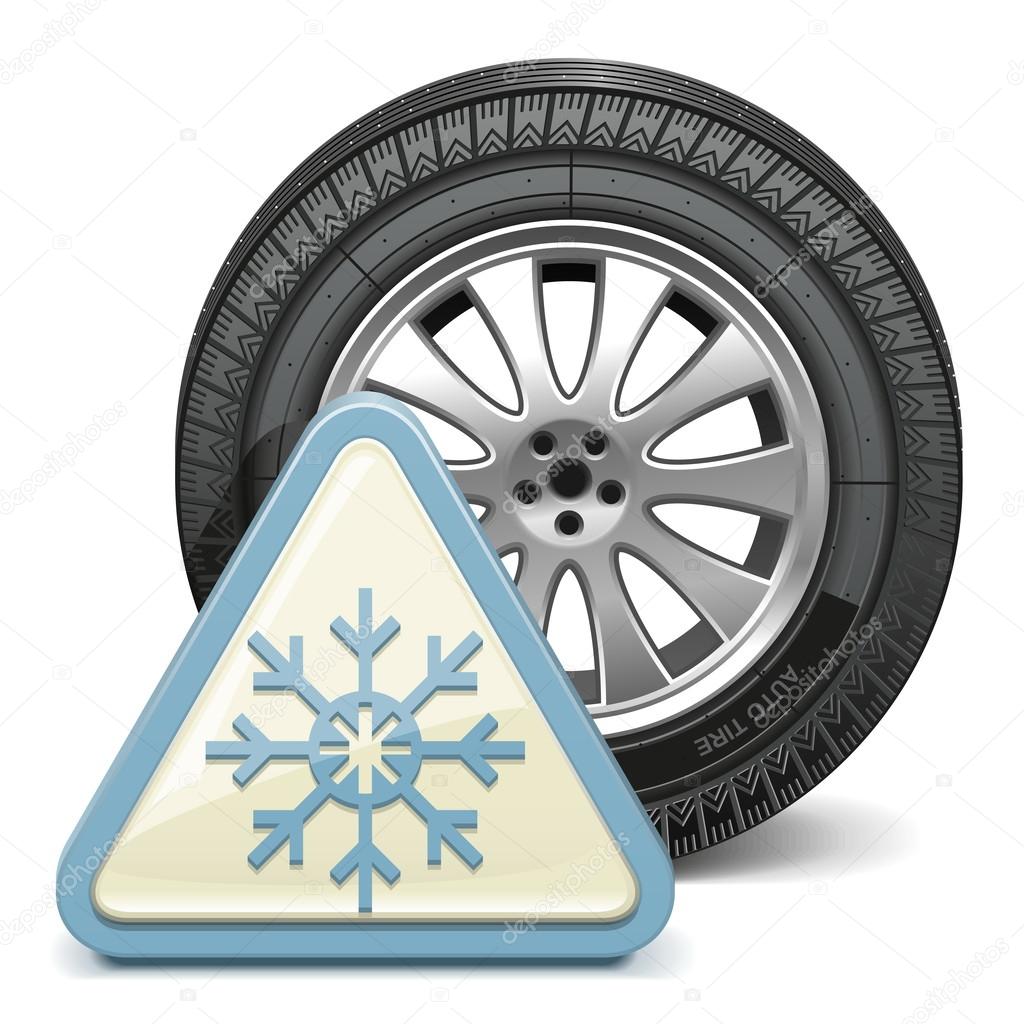 Vector Wheel with Snowflake Sign